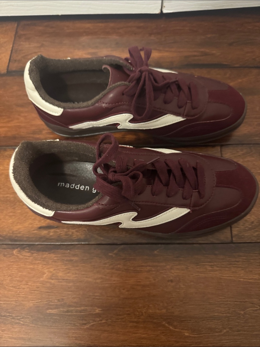Madden Girl Women’s Maroon/Burgundy  Sneakers with White Accent